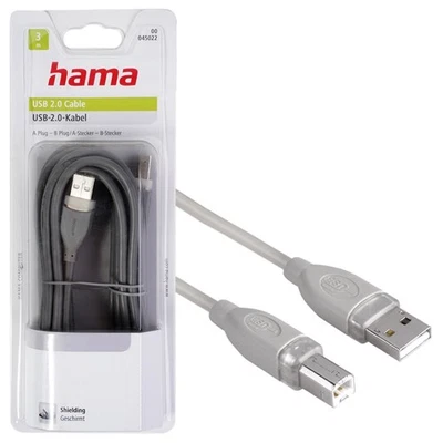 Hama 3m USB-Kabel Anschlusskabel USB 2.0 für PC Drucker Druckerkabel Scanner etc - Bild 1 von 4