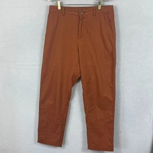 Uniqlo Cropped Pants Womens Terracotta Linen Cotton Elastic Waist 32 x 25.5 in - Picture 1 of 6