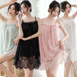 Women's Sexy Pajamas Temptation Lace Suspender Sleepwear Set Home Nightdress - Picture 1 of 13