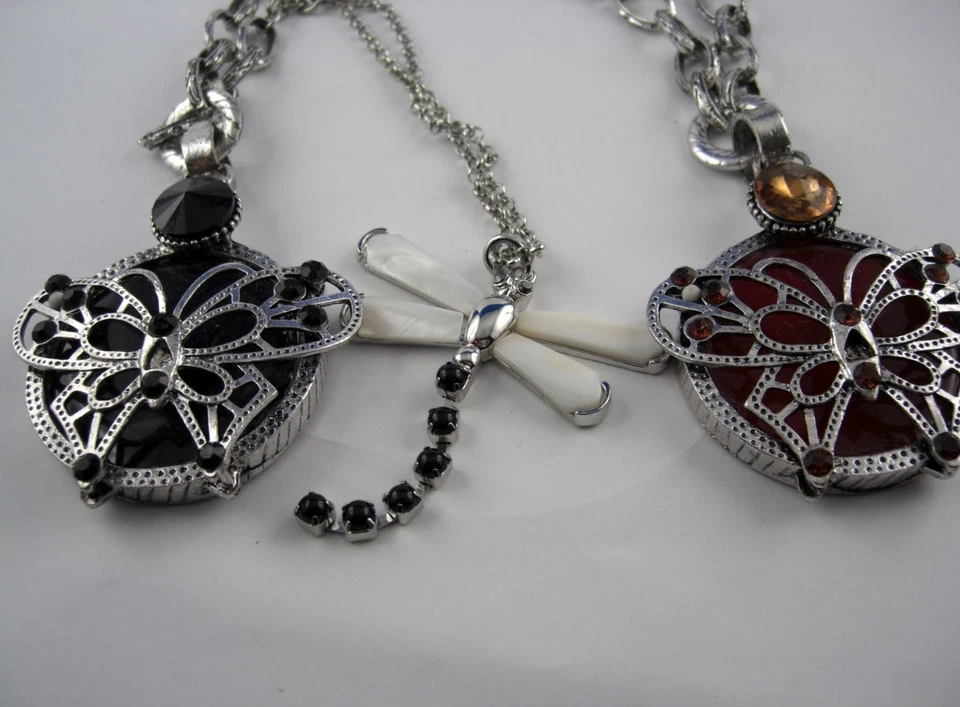  Kette Libelle lang oder Schmetterling kurz Stein oder Perlmutt wählbar - Bild 1 von 1