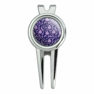 Purple Peeps In Garden Pattern Golf Divot Repair Tool and Ball Marker - Picture 1 of 4