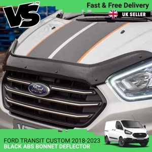 FORD TRANSIT CUSTOM 18-23 ABS BLACK BONNET DEFLECTOR PROTECTOR NOT BONNET BRA - Picture 1 of 12