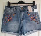 Denim Shorts - Size 12 - With Embroidered Detail - Please see description