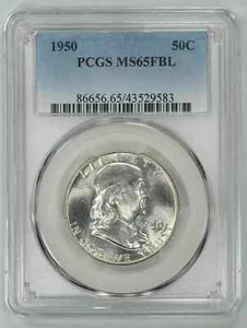 1950 FRANKLIN HALF DOLLAR 50C PCGS MS 65 FBL MINT UNC - FULL BELL LINES (583) - Picture 1 of 4