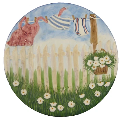 Yankee Candle Base Placa Lavandería Margaritas Piquete Cerca Bandeja Esculpida Cerámica Foto 1 de 3