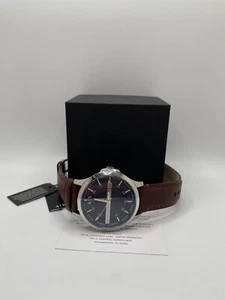 Armani Exchange Hampton AX2133 Mens Blue Dial Brown Leather Band Wristwatch - Picture 1 of 12