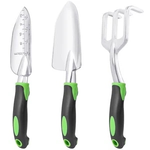 3PCS Heavy Duty Gardening Tools Shovel Transplant Trowel Rake Non-Slip - Picture 1 of 8