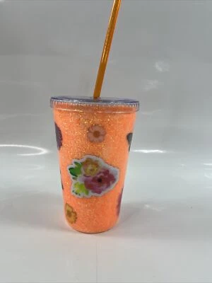 Handcrafted 16oz Acrylic Snow Globe Tumbler Neon Orange - Image 1 of 4