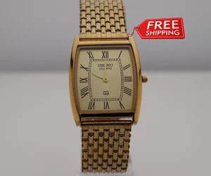 Gold Barrel Tank Seiko Slim Vintage Quarz Herren Armbanduhr - Bild 1 von 7