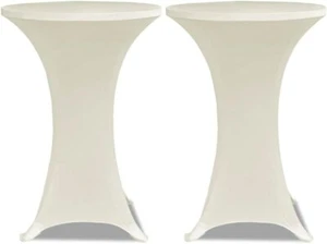 2X Stehtischhusse Ø60cm Creme Stretch Husse Stehtisch Stehtischhussen - Bild 1 von 5