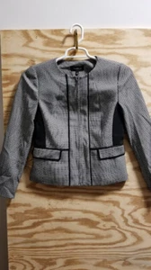 Talbots Gray Women's Casual Workwear blazer Size 2 Zip Front Long Sleeves - Picture 1 of 10