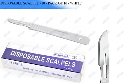 DISPOSABLE SCALPELS #10 TO #22 INDIVIDUALLY FOIL WRAPPED SINGLE USE DERMAPLANING - Image 1 of 4