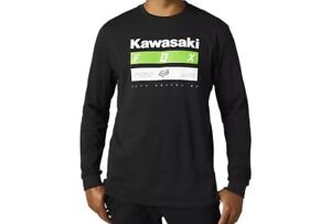 Fox Racing Mens Kawasaki Stripes Long Sleeve Premium Tee Black Crew Neck Small