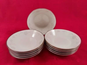 11 Noritake Casablanca Fruit Berry Bowls 6842 Gray White Floral Platinum Japan - Picture 1 of 4
