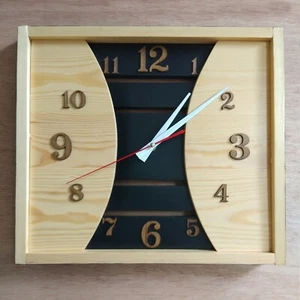Handmade Wooden Square Wall Clock Large Rustic Vintage New Year Home Decoration - Bild 1 von 6
