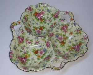 Moriyama Morimachi MM Servierschale 3 Abschnitte Chintz Griffe Japan Floral - Bild 1 von 10