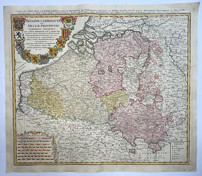 BÉLGICA LUXEMBURGO HOLANDA HOMANN HEREDEROS 1747 GRAN MAPA ANTIGUO SIGLO XVIII Foto 1 de 4