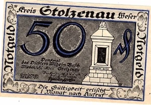 Notgeld paper money 50 Pfennig Preis Gtolzenau Mefer 1921 - Picture 1 of 2