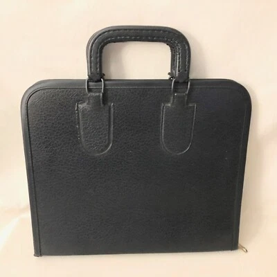 Carpeta Angler's Roslyn negra estuche rígido cremallera alrededor de 22 anillos portafolio 11"x13" Foto 1 de 4