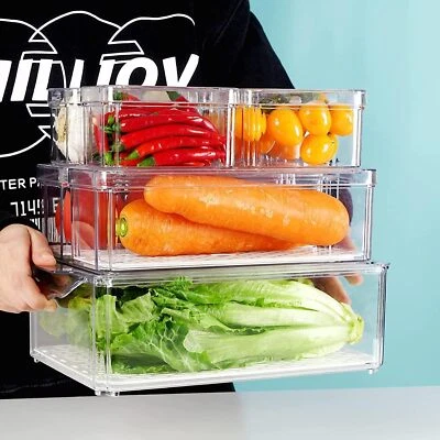 4er Pack Kühlschrank Organizer Aufbewahrungsbox mit Deckel für Obst und Gemüse - Bild 1 von 4