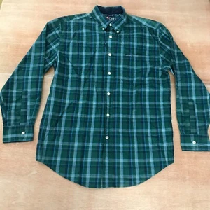 Chaps Ralph Lauren Shirt Men Size Medium Green Tartan Plaid Button Down Pocket - Picture 1 of 14