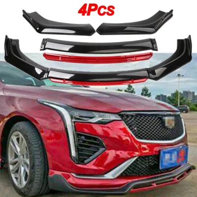 Kit de carrocería de parachoques delantero negro brillante + rojo divisor de alerón para Cadillac Foto 1 de 4