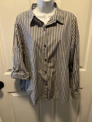 Blusa Lemon Grass 100% algodón. Manga L Rayas Azul/Rojo Dorado. Talla XL Foto 1 de 4