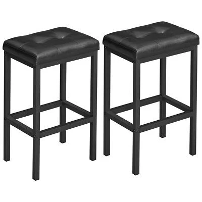 Bar Stools Set of 2 PU Upholstered Breakfast Stool 15.7 x 11.8 x 24.4 Inches ... - Image 1 of 4