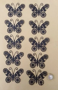 10 Die Cut Steampunk Butterflies - Black - Picture 1 of 2