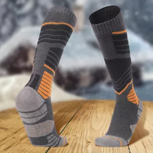 Winter Thermal Ski Socks High Tube Stockings Hiking Socks for Men (Dark Grey L) - Picture 1 of 6