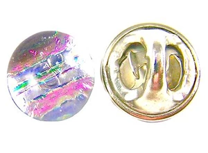 DICHROIC GLASS TIE TACK Flair Formal Wear Opal Pink Striped 1/4" 7mm Round Dot - Picture 1 of 8