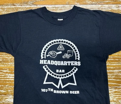 VTG 80s Headquarters Bar 107 Brown Deer Wisconsin Screen Stars Single Stitch Tee - Image 1 of 4