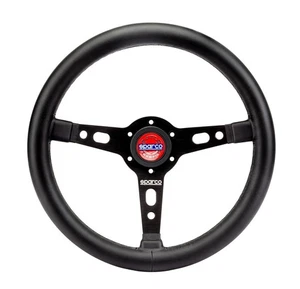 Sparco Targa 350 Steering Wheel 350mm- Black Smooth Leather TWO HORN BUTTONS New - Bild 1 von 2