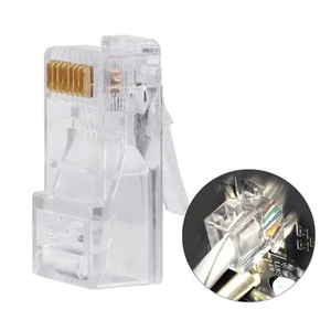 100 Pcs Cat5e RJ45 Modular Plug Cat5 Cat5e Network Internet Connector RJ45 8P8C - Afbeelding 1 van 7