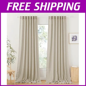 Lichtfilternde halbtransparente Vorhänge, beige, 2er-Pack - Bild 1 von 8