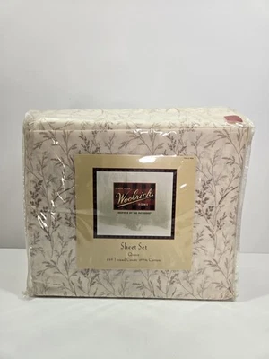 Juego de sábanas Woolrich 100 % algodón Queen 250 hilos vintage 2005 botánico  Foto 1 de 4