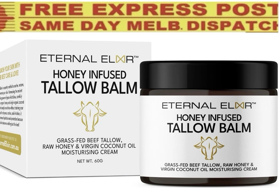 Organic Tallow Honey Balm | Grass-Fed Beef Tallow | Raw Honey | Coconut Oil - image 1 of 4