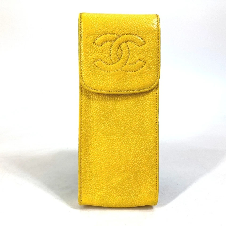 CHANEL Pouch CC Accessory case pen case glasses case Caviar Leather yellow - Image 1 of 4