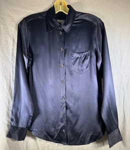 Equipment Femme Button Down Shirt Blouse Top Sz XS Black 100% Silk Long Sleeves - Picture 1 of 16