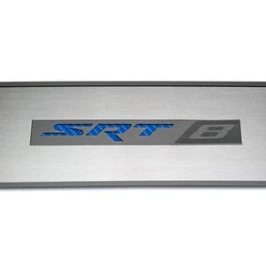 Insignias de puerta ACC azul fibra C incrustación 'SRT 8' para Dodge Challenger 2008-14 cepillado - Imagen 1 de 5