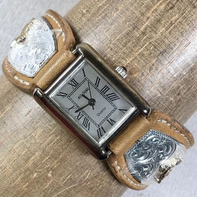 Montana Silversmiths Women Dress Tank Brown Leather Quartz Analog 21mm Watch 7" Foto 1 de 4