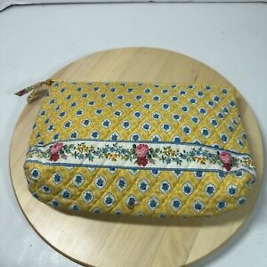 Vera Bradley Elizabeth Pattern Cosmetic MakeUp Bag Plastic Lined Yellow Floral