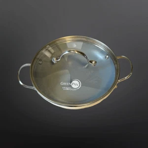 Green Pan Ceremic Non Stick 8” Double Handel Everyday Frying Pan & Glass Lid - Picture 1 of 7