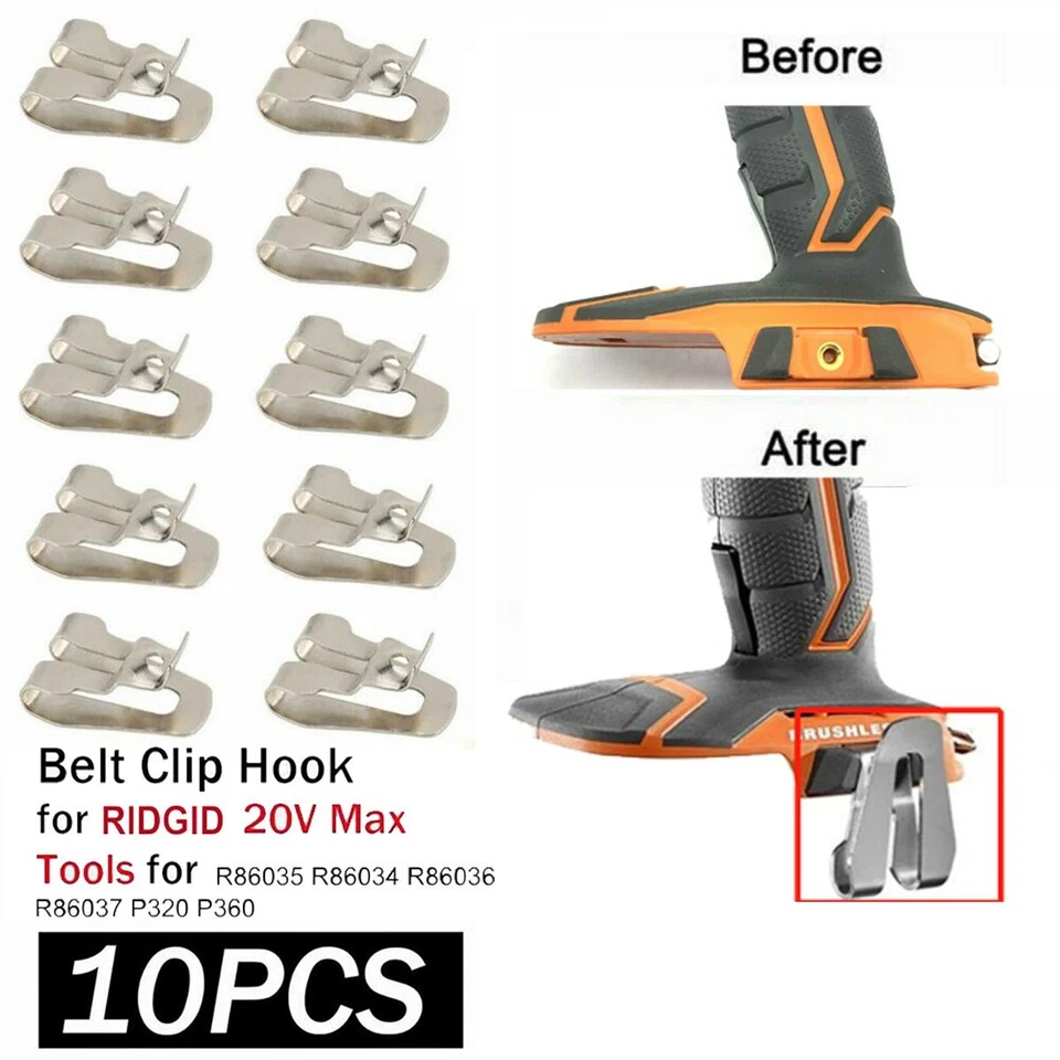 10 Pack for Ridgid OEM Belt Clip Hook With Screw For Ridgid R86035 R86034 R86036 - Image 1 of 4