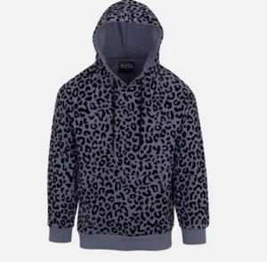NWT Von Dutch Hooded Fleece Sweatshirt Dirty Blue Cheetah S - Picture 1 of 10