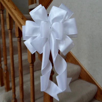 ARCO DE SATÉN BLANCO DE 10" ANCHO ~ DECORACIÓN PARA CORONAS DE BODA, REGALOS, LINTERNAS, LETREROS Foto 1 de 2