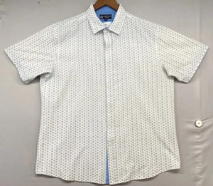 Sahara Club Button Shirt Mens XL Short Sleeve White Blue Casual Dress Pocket - Picture 1 of 14
