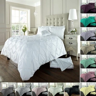 Pintuck Alford Luxury Duvet Cover Set Bedding With Pillowcases All Sizes Colours