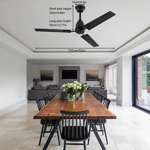 52'' Ceiling Fan with Remote Control Indoor Modern Ceiling Fan No Lights 3 Blade - Picture 1 of 15