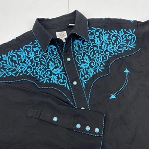 Gibson Trading Company Shirt Men XL Black Pearl Snap Deco Yoke Western Cowboy - Picture 1 of 11